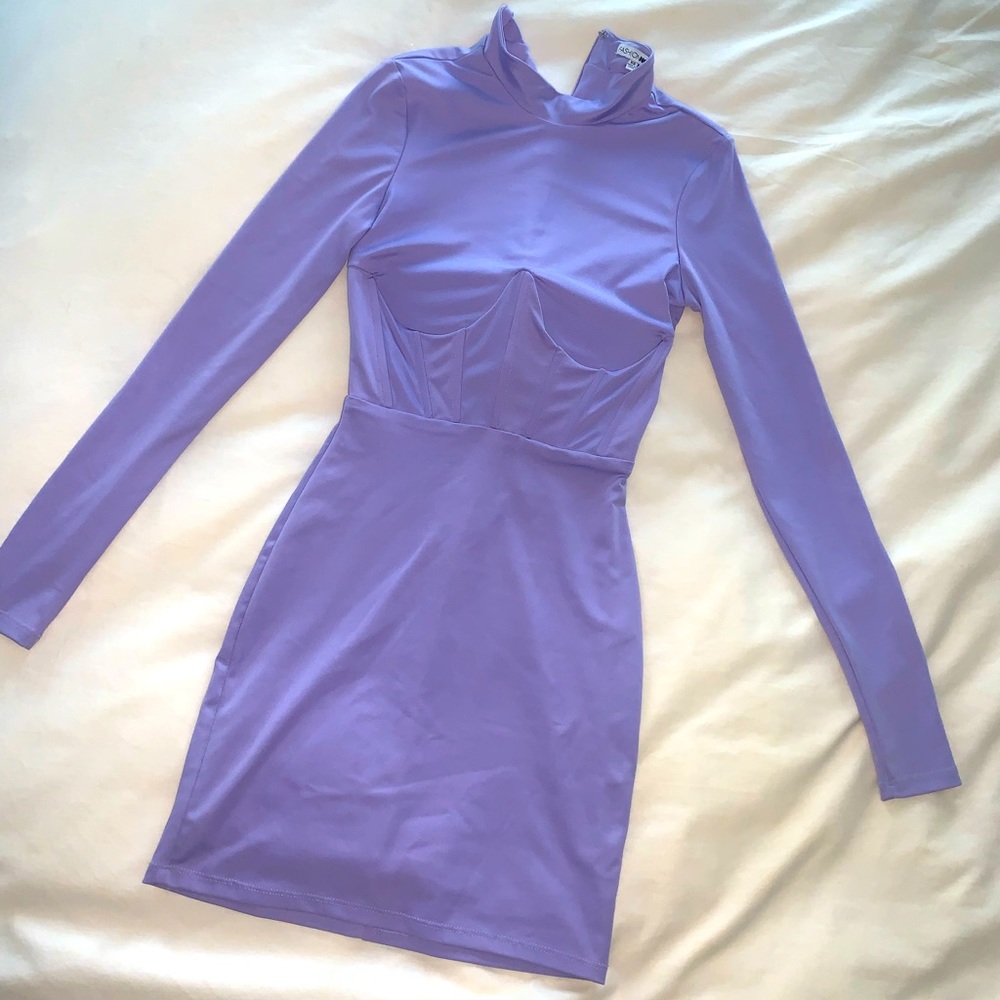 Fashion Nova Purple Long Sleeve Mini Dress